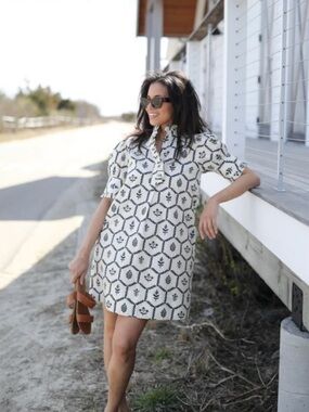 NAVYBLEU Westport Dress - Flower Stamp
